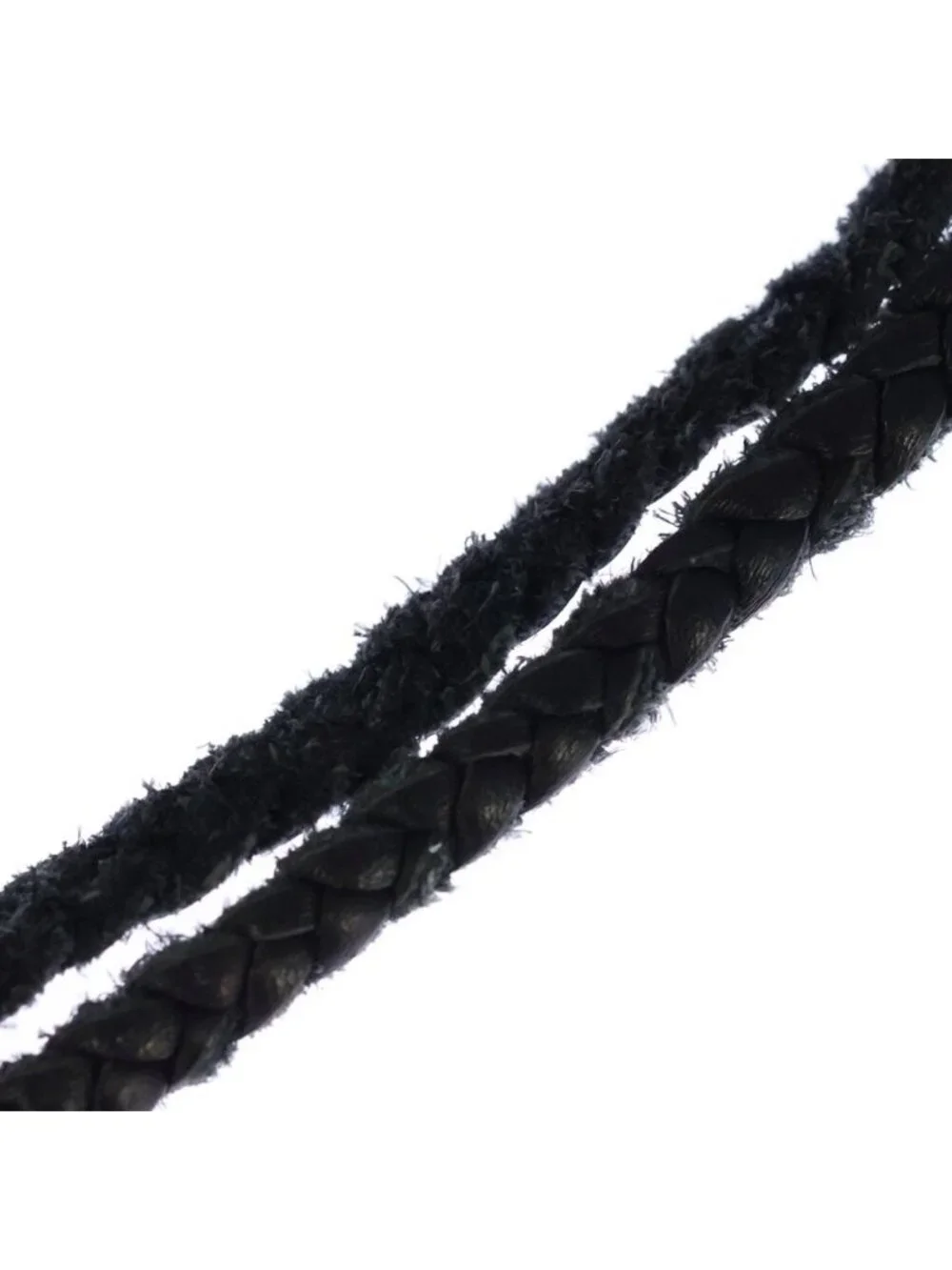 Chrome Hearts Leather Braid Scroll Necklace Black Silver